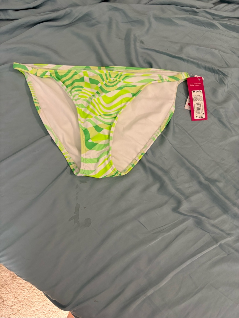 Target Neon Green Wave-Print Bikini Bottom